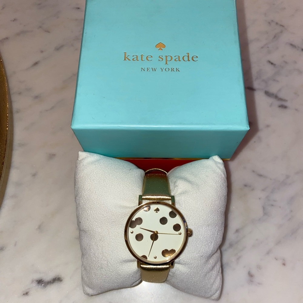 Kate Spade Gold Leather Band and Gold Face Watch